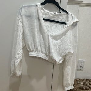 White Zara long sleeve hooded top